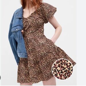 NWT Gap Corset Tiered Leopard Print Mini‎ Dress Sz XL